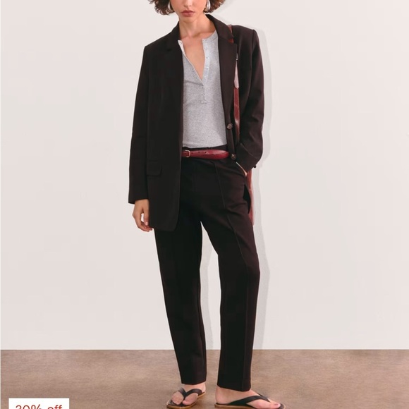 EVERLANE The Dream Pant Black Tailored Sweatpant Pockets Double Knit Sz L - Picture 3 of 16